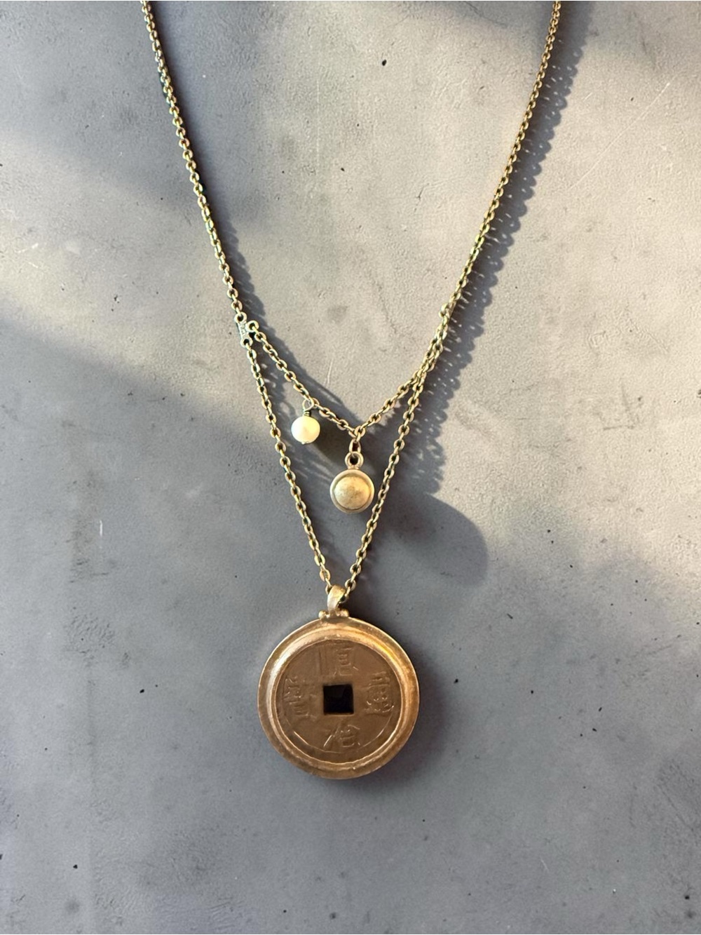 Retired Silpada N1572 Chinese Coin Necklace 18” Layered Statement
